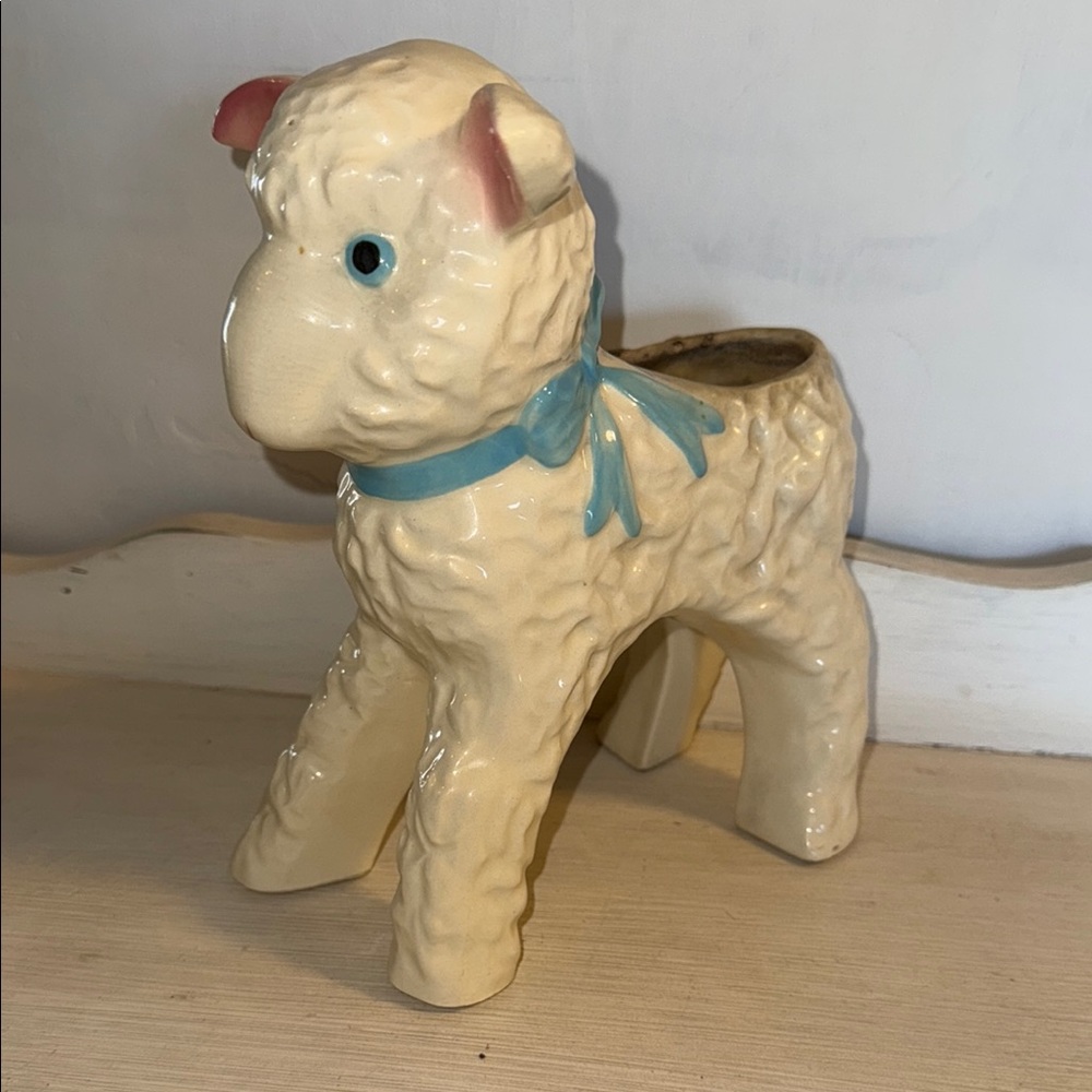 Cream and Blue Holiday Decor Figurine